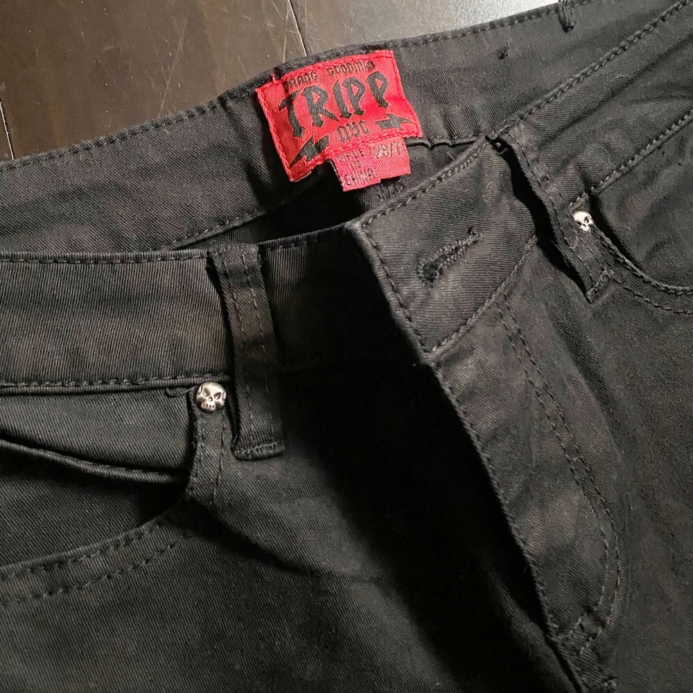 Tripp NYC black pants with mesh details sz 7/28 - Picture 2 of 4